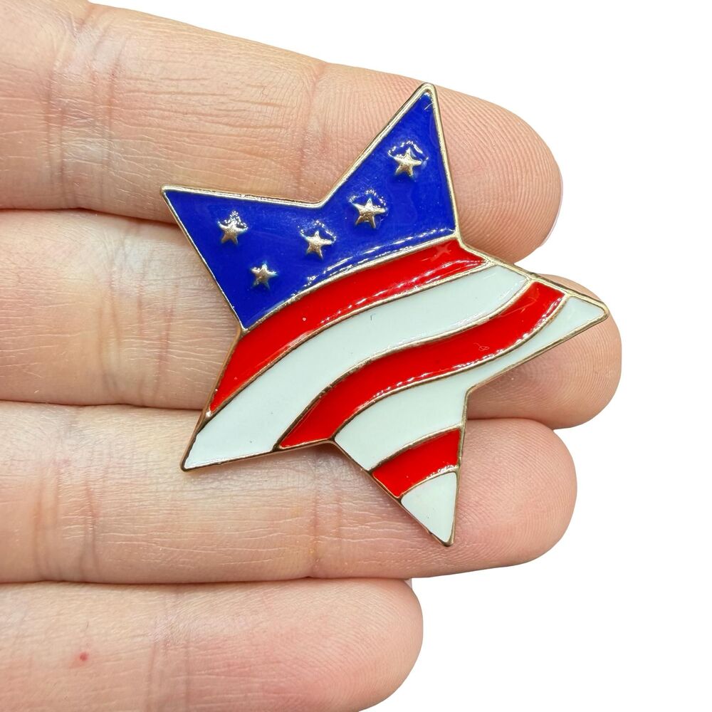 Vintage Jewelry USA Star Flag Brooch Patriotic Pin 4th of July Jewelry